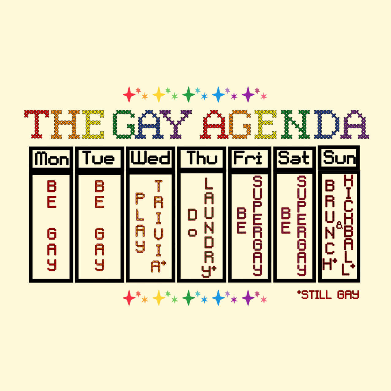 The Gay Agenda Coaster coaster flatlay – Designed by Rusty