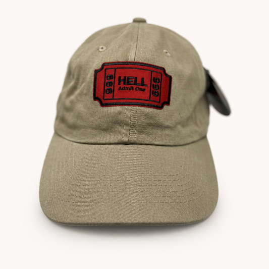 Hell Admit One Patch Khaki Ball Cap