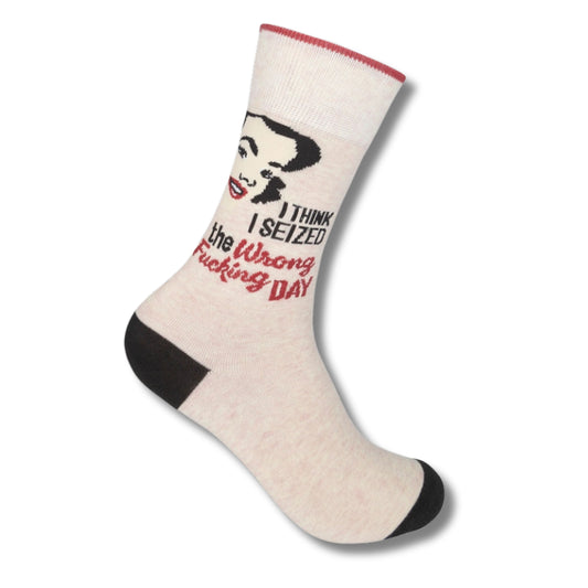 Funny socks with seized the wrong day phrase