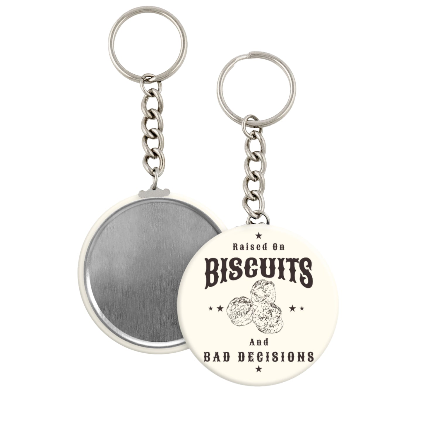 Raised On Biscuits & Bad Decisions Key Ring