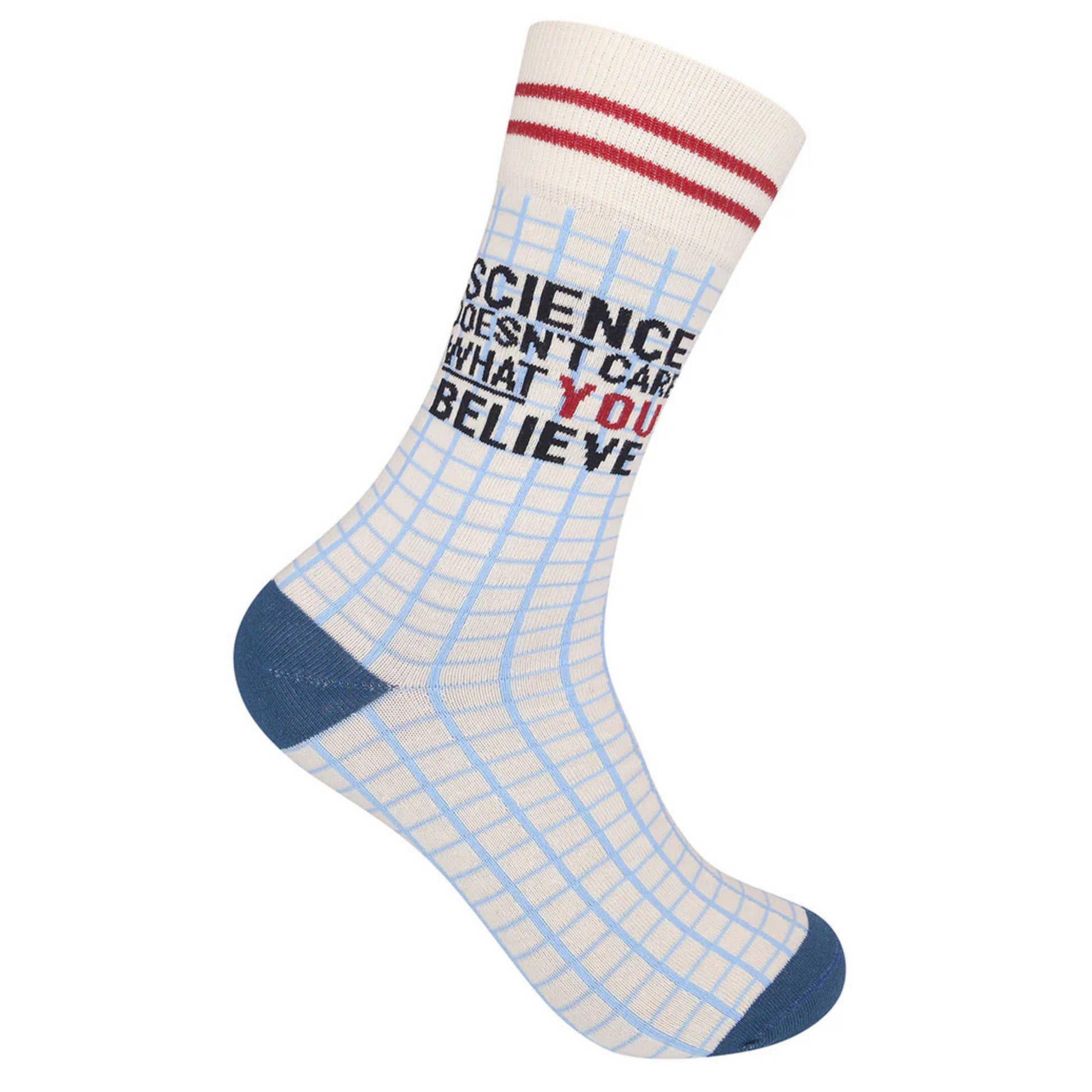 Science themed socks with blunt humor phrase