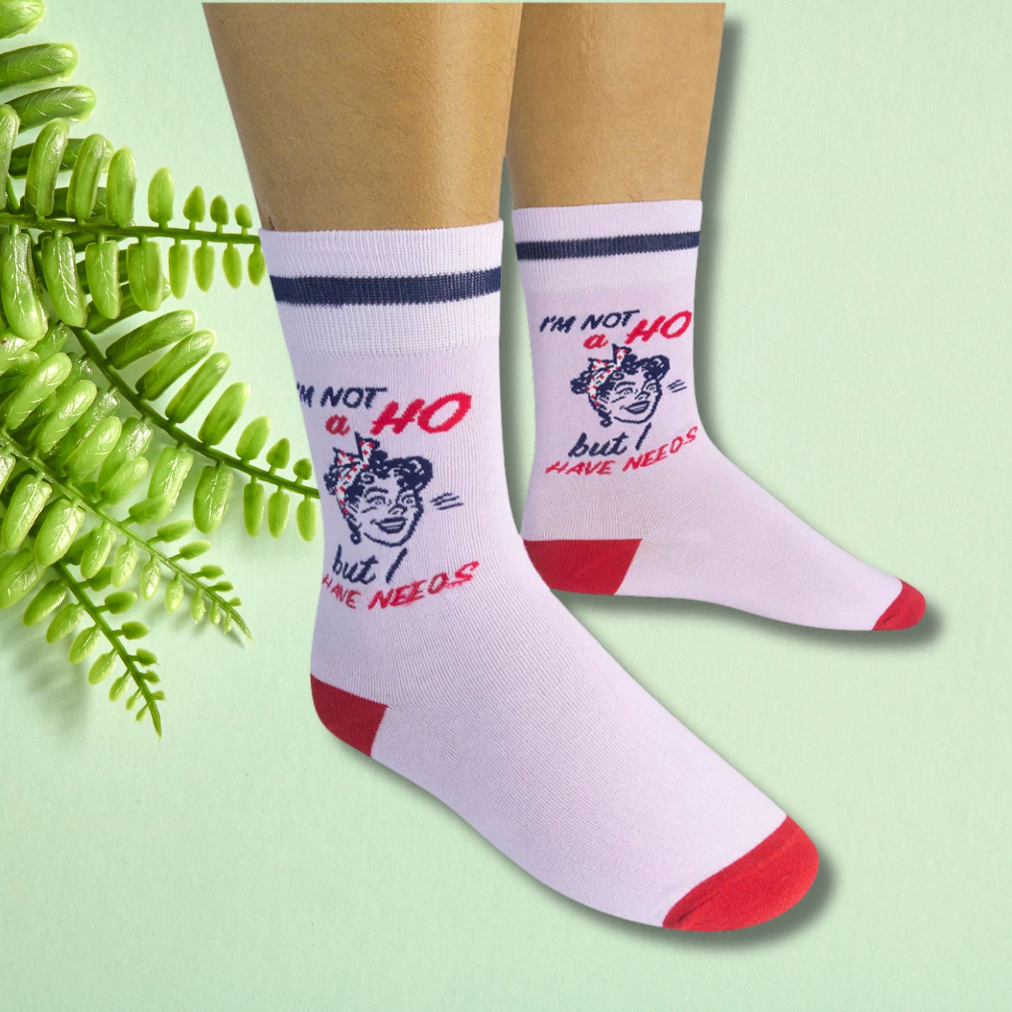 Funny adult humor socks with bold needs phrase