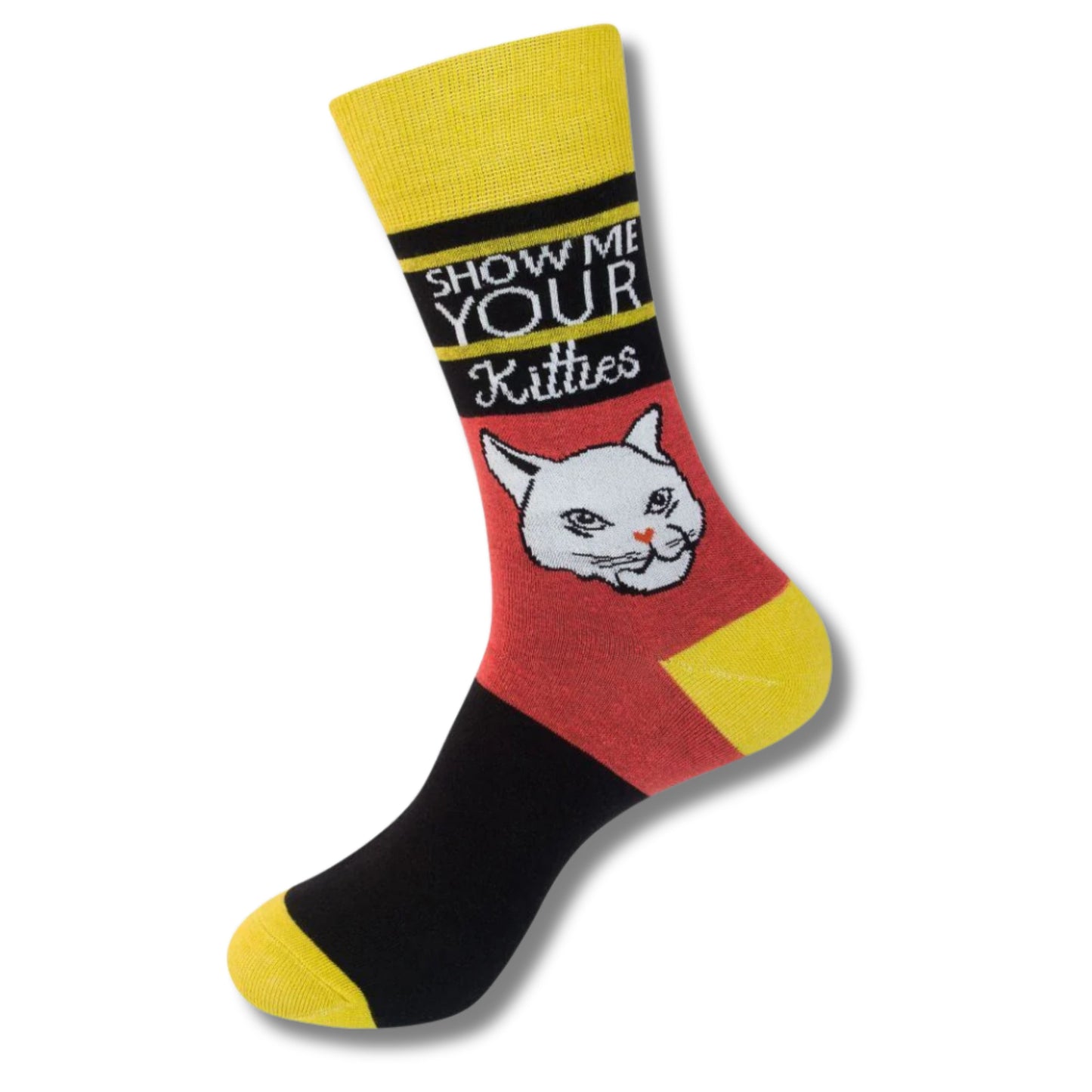 Cat themed socks with funny kitties phrase